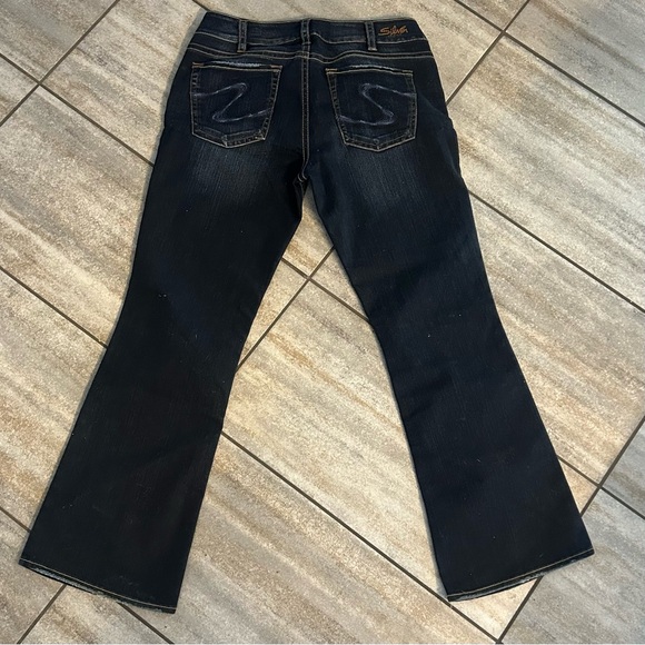 Silver Suki Mid-Rise Dark Blue Flare Bootcut Women's Jeans - Picture 5 of 13